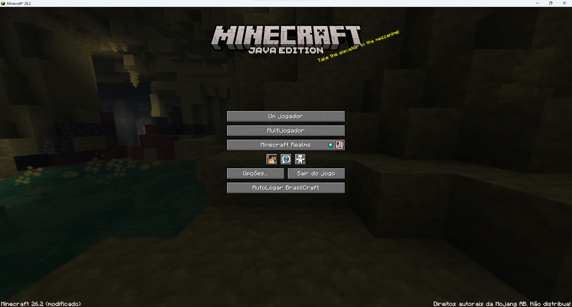 Botão AutoLogar BrasilCraft no menu inicial do Minecraft